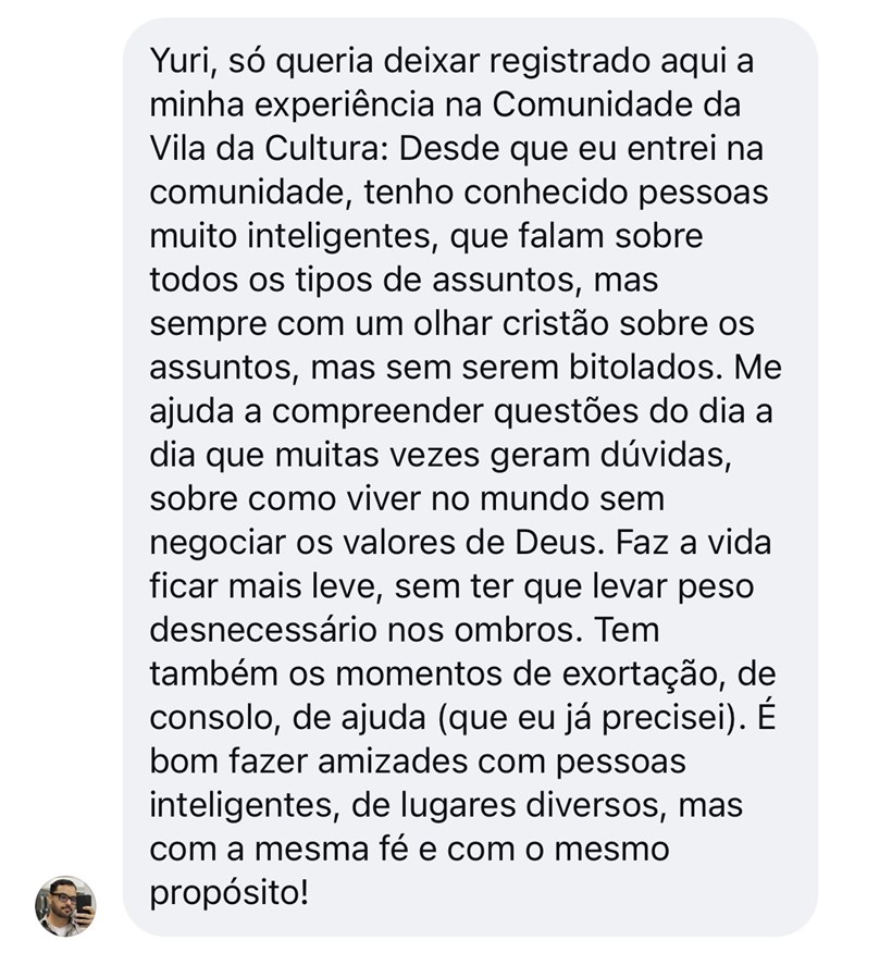Depoimento de um morador da Vila da Cultura