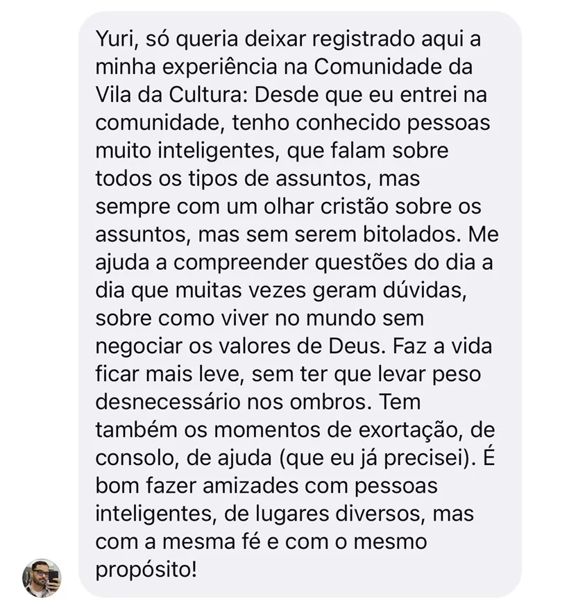 Depoimento de um morador da Vila da Cultura